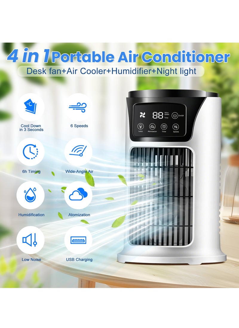 ANYOUI - Multifunctional air cooler Portable air conditioner 6 wind speeds Fast cooling Ultra-quiet With timer function and night light design White - Image 1