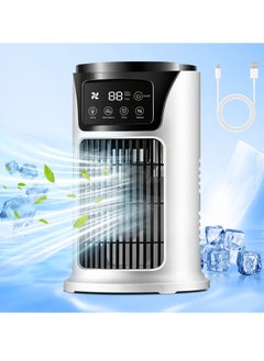 Multifunctional air cooler Portable air conditioner 6 wind speeds Fast cooling Ultra-quiet With timer function and night light design White