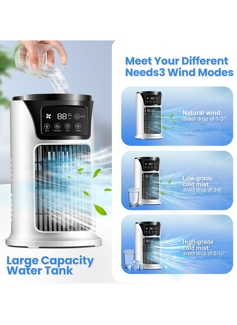 ANYOUI - Multifunctional air cooler Portable air conditioner 6 wind speeds Fast cooling Ultra-quiet With timer function and night light design White - Image 1