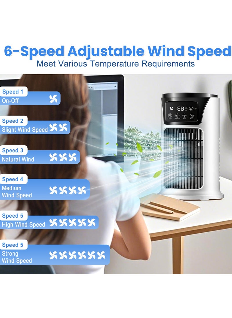 ANYOUI - Multifunctional air cooler Portable air conditioner 6 wind speeds Fast cooling Ultra-quiet With timer function and night light design White - Image 1