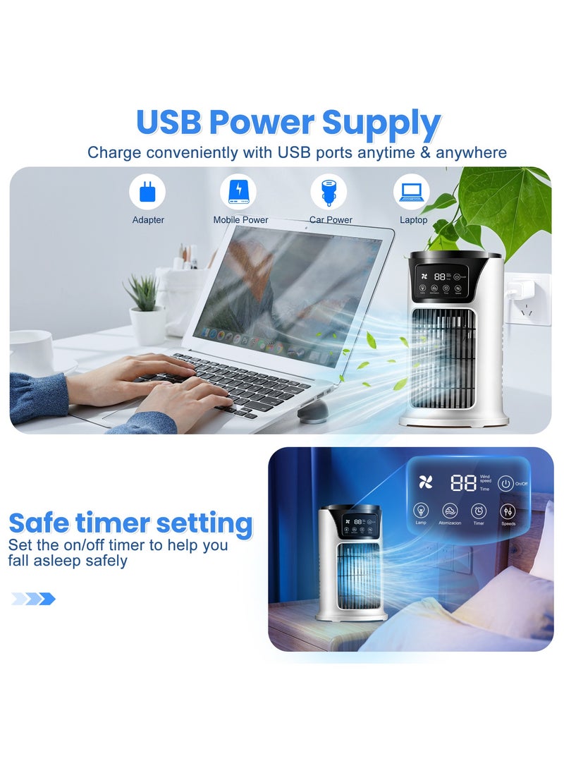 ANYOUI - Multifunctional air cooler Portable air conditioner 6 wind speeds Fast cooling Ultra-quiet With timer function and night light design White - Image 1