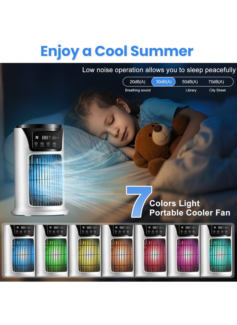 ANYOUI - Multifunctional air cooler Portable air conditioner 6 wind speeds Fast cooling Ultra-quiet With timer function and night light design White - Image 1