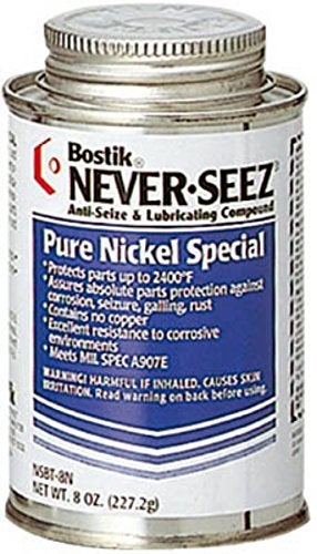 Emedco Never-Seez NSBT-8N Silver Pure Nickel Special Anti-Seize Compound, -297 Degree F Lower Temperature Rating to 2400 Degree F Upper Temperature Rating, 8 fl. oz. Brush Top Can 
