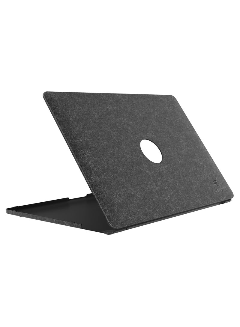 LEVELO Gevena Leather Cover for Macbook Air 15.3 / Lightweight and Ultra-Thin Laptop Case / Scratch and Damage Protection - Black - Image 2