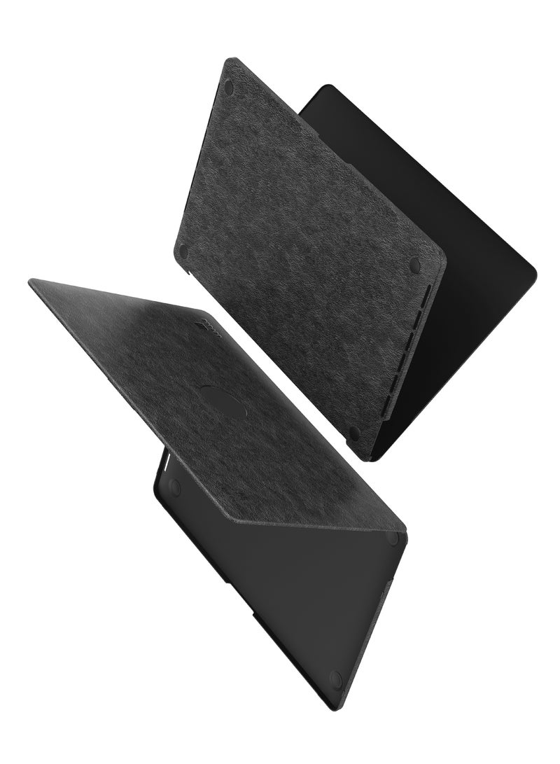 LEVELO Gevena Leather Cover for Macbook Air 15.3 / Lightweight and Ultra-Thin Laptop Case / Scratch and Damage Protection - Black - Image 3