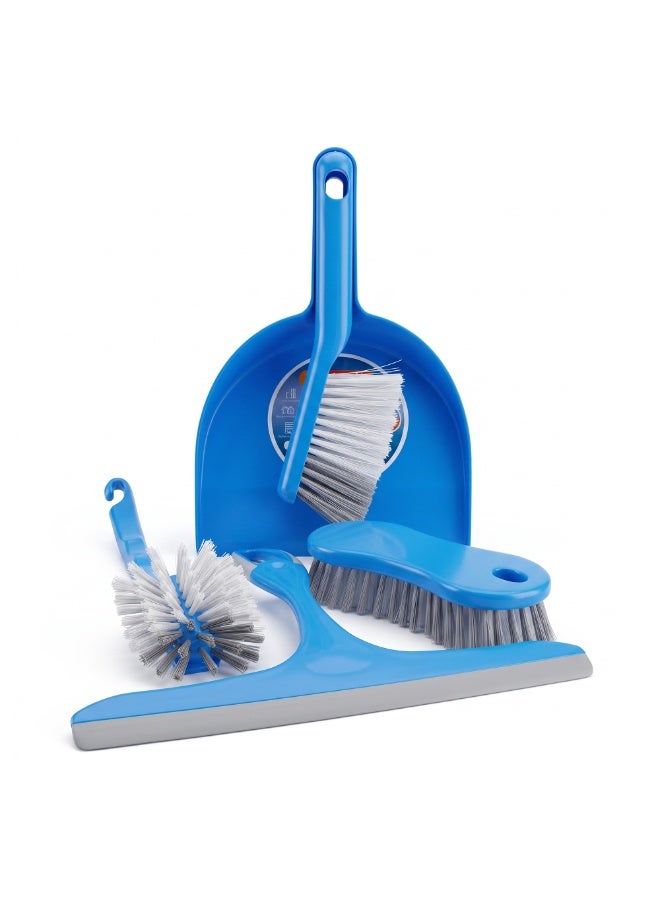 Duravel Cleaning Set with Dustpan, Brush, Toilet Brush and Squeegee, Blue - Image 1