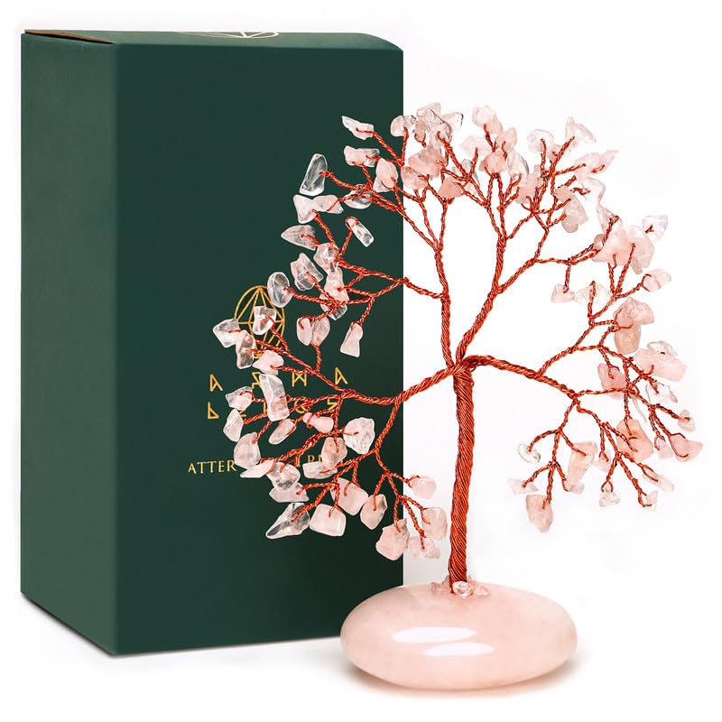 KARMAPLEDGE Rose Quartz Crystal Tree of Life Office Decor for Women  Handmade Home Decoration Bonsai Feng Shui Tree for Positive Energy  Good Luck  Money  Yoga  Meditation  Reiki Healing Stone  Valentiens Gifts - Image 1