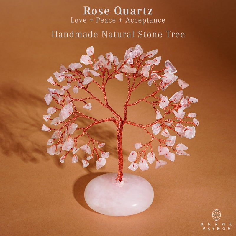 KARMAPLEDGE Rose Quartz Crystal Tree of Life Office Decor for Women  Handmade Home Decoration Bonsai Feng Shui Tree for Positive Energy  Good Luck  Money  Yoga  Meditation  Reiki Healing Stone  Valentiens Gifts - Image 2