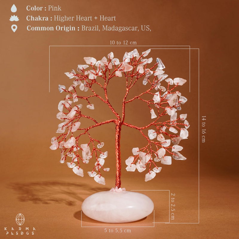 KARMAPLEDGE Rose Quartz Crystal Tree of Life Office Decor for Women  Handmade Home Decoration Bonsai Feng Shui Tree for Positive Energy  Good Luck  Money  Yoga  Meditation  Reiki Healing Stone  Valentiens Gifts - Image 3