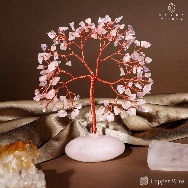 KARMAPLEDGE Rose Quartz Crystal Tree of Life Office Decor for Women  Handmade Home Decoration Bonsai Feng Shui Tree for Positive Energy  Good Luck  Money  Yoga  Meditation  Reiki Healing Stone  Valentiens Gifts - Image 5