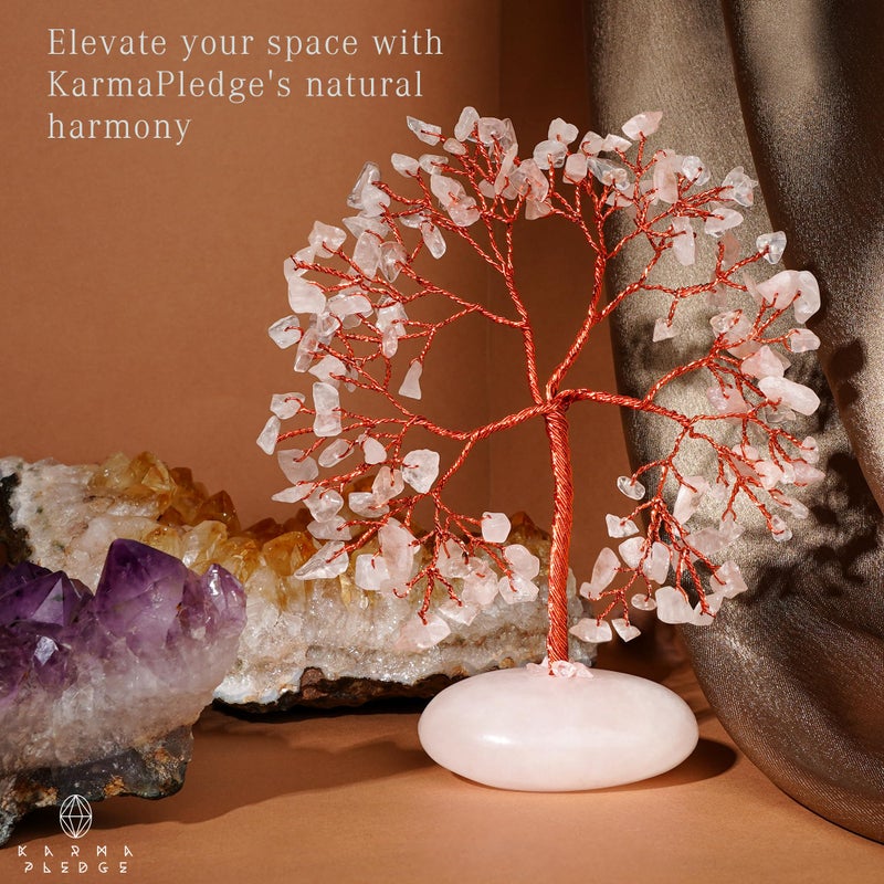 KARMAPLEDGE Rose Quartz Crystal Tree of Life Office Decor for Women  Handmade Home Decoration Bonsai Feng Shui Tree for Positive Energy  Good Luck  Money  Yoga  Meditation  Reiki Healing Stone  Valentiens Gifts - Image 4