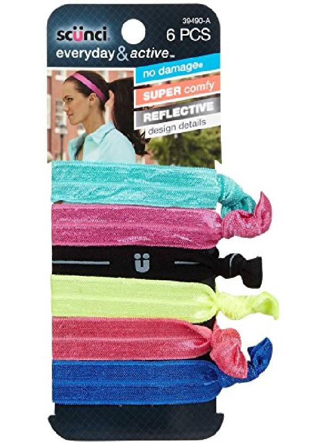 Scunci Everyday And Active Reflective/Solid Knotted Ponytailers Sport6 Ct - Image 3