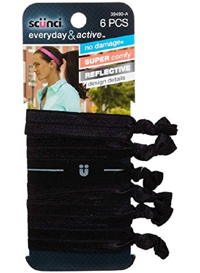 Scunci Everyday And Active Reflective/Solid Knotted Ponytailers Sport6 Ct - Image 1