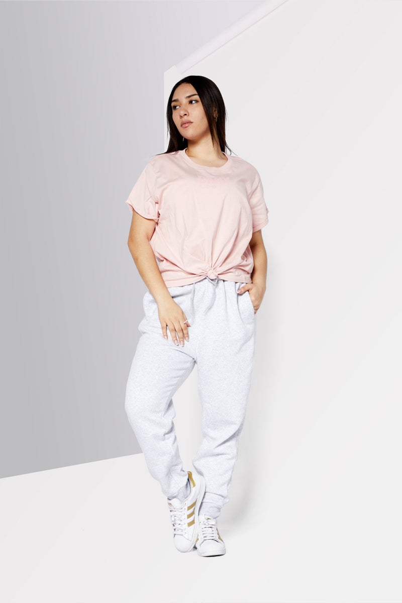 DKNY Sport Women Sportswear Fit Short Sleeve Brand Logo Outdoor T-Shirt, Pink - Image 2