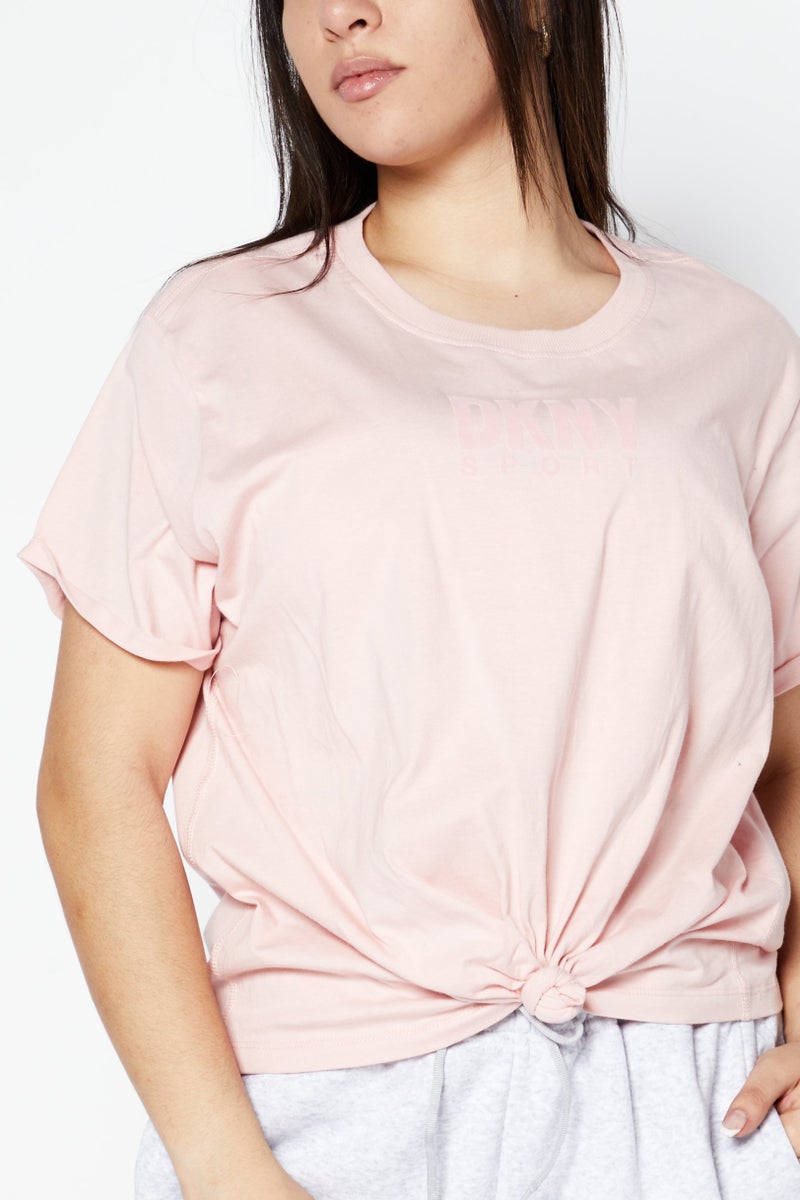 DKNY Sport Women Sportswear Fit Short Sleeve Brand Logo Outdoor T-Shirt, Pink - Image 4
