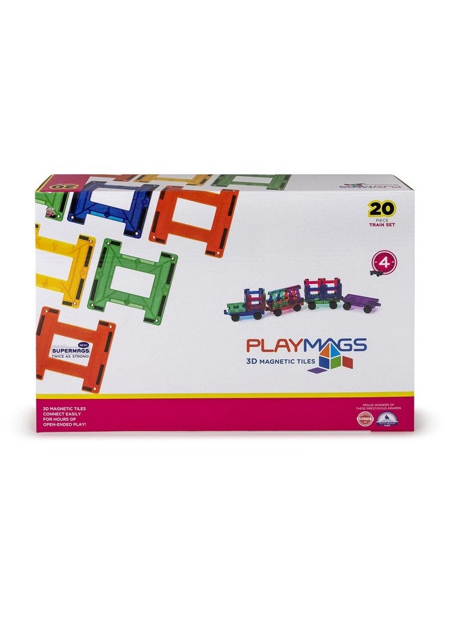 Playmags Playmags Magnetic Tiles Train Set, 20 Piece Accessory Set Includes 4 Trains, Stronger Magnets, Building Blocks Add-On, STEM Toys for Kids.  - Image 4