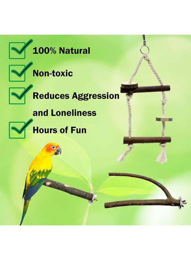 Generic 10PCS Bird Parrot Perch Stand Set - Natural Wood Bird Parakeet Stand Branch, Fork Perch Rod Stand Paw Grinding Stick Bird Cage Accessories For Pet Budgies Cockatiels Lovebirds  - Image 5
