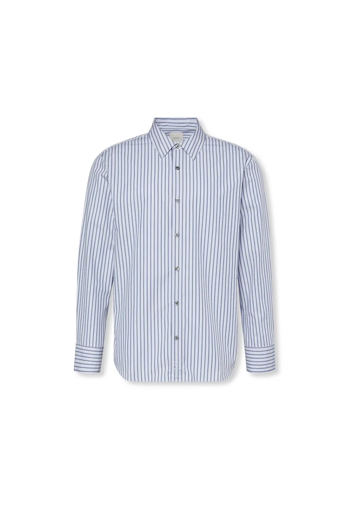 كالفن كلاين قميص قطني بأزرار مخطط مزدوج