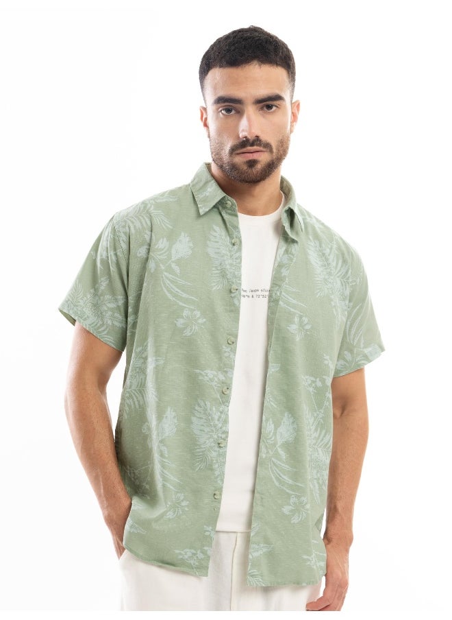 Beyoung Seafoam Green Floral Printed Shirt for Men  - Image 5