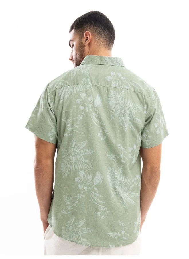 Beyoung Seafoam Green Floral Printed Shirt for Men