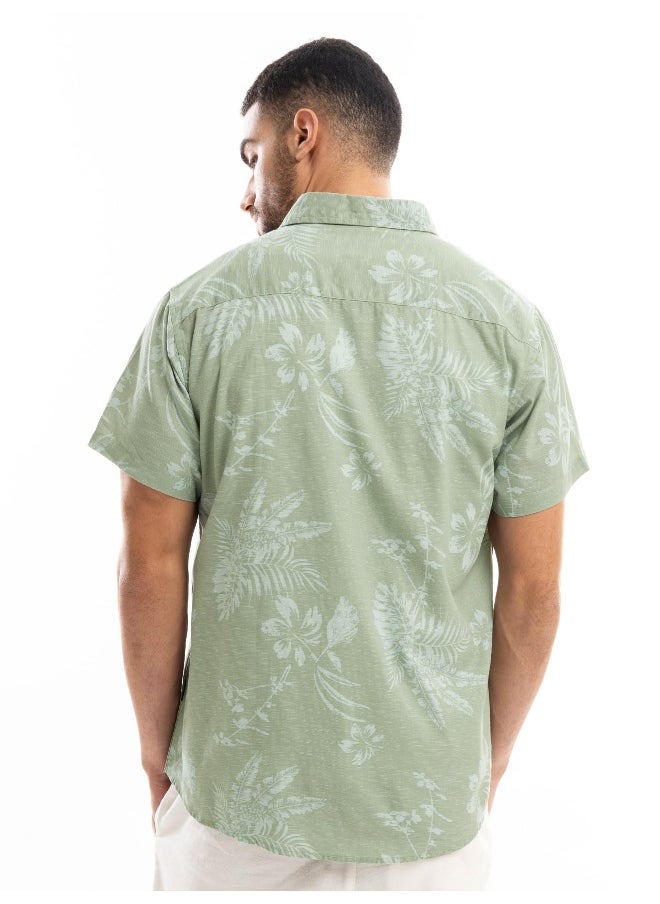 Beyoung Seafoam Green Floral Printed Shirt for Men  - Image 2