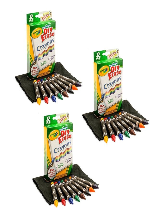 Crayola 3 Pack of 8 Crayola Dry-Erase Crayons bundled by Maven Gifts - Image 1