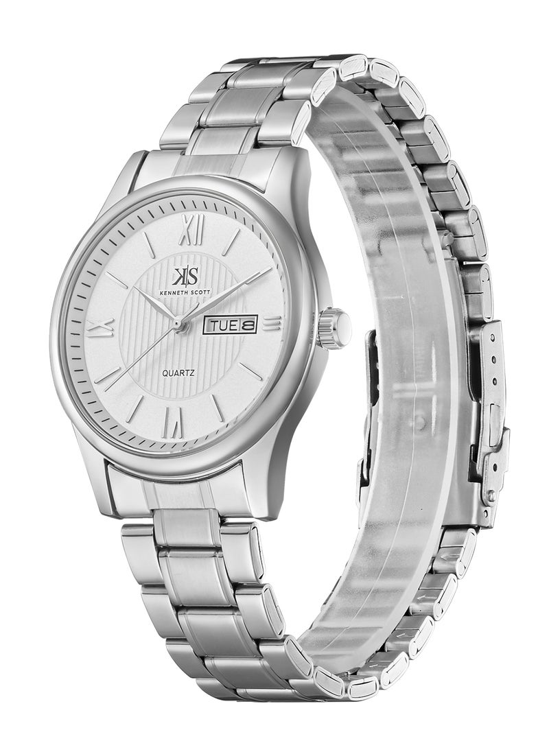 KENNETH SCOTT Kenneth Scott Men's White Dial Analog Watch - K23029-SBSW  - Image 1