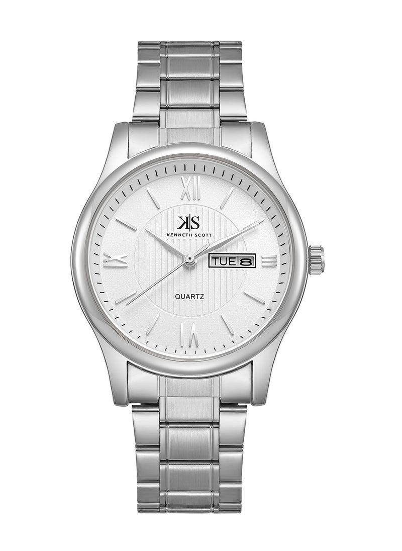 KENNETH SCOTT Kenneth Scott Men's White Dial Analog Watch - K23029-SBSW  - Image 3
