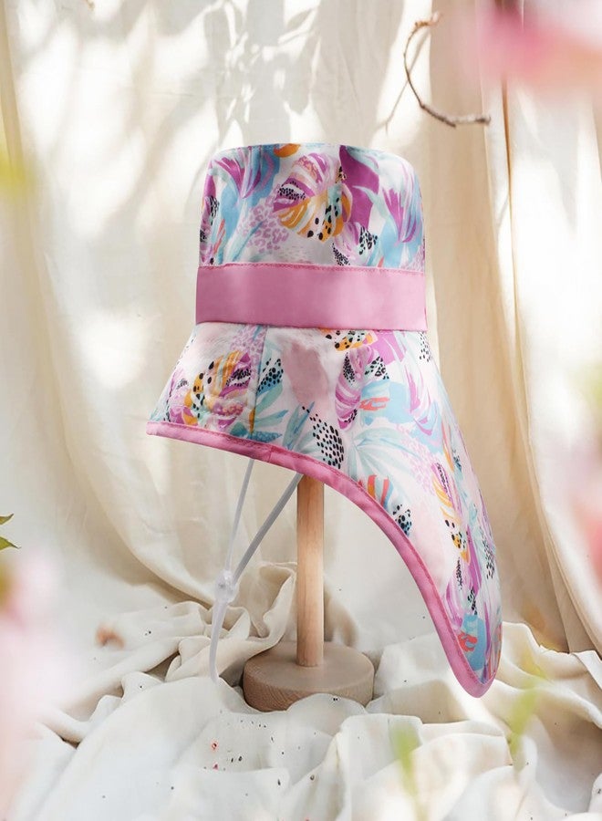 VRITRAZ Sun Protection UPF50+ Bucket Hat Toddler Summer Beach Play Hats with Neck Flap for Girl, Boy, Kids Summer Hat, Bucket Hat for Kids Ages 3-10 Years (Color-Floral Babypink) - Image 3