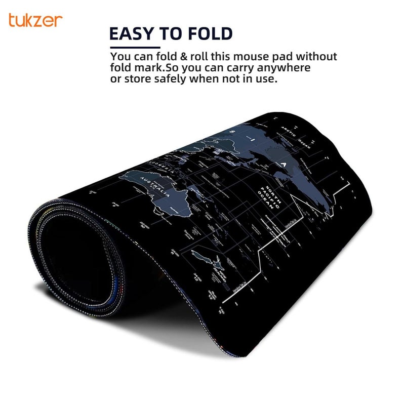 tuKZer وسادة ماوس للألعاب بتصميم خريطة العالم الموسعة، تتبع وتحكم عالي السرعة، حواف مطرزة مخيطة، قاعدة مطاطية غير قابلة للانزلاق لجهاز الكمبيوتر المحمول - Image 3