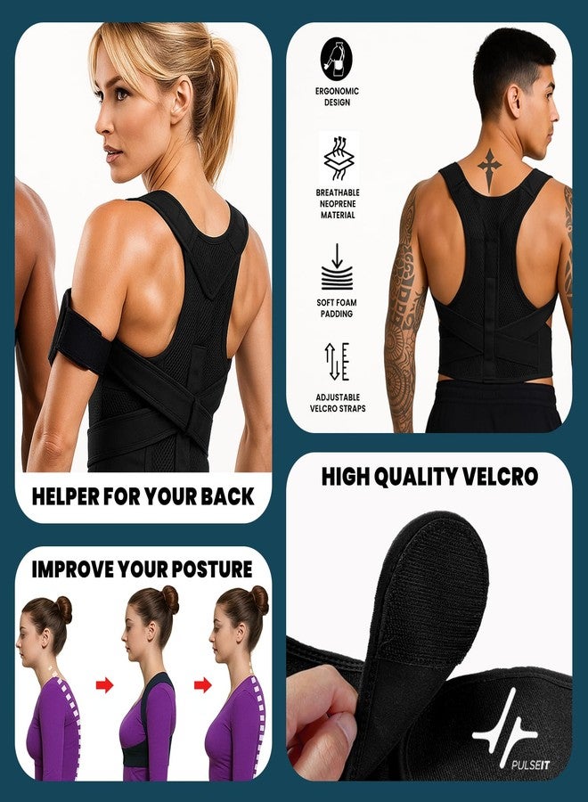 PulseITPosture Corrector Back Support Belt for Men & Women. Back Support Brace for Spine Alignment, Shoulder & Neck Pain Relief. Adjustable Lumbar Support Belt for Office, Home & Workout Use. (L/XL) - Image 2