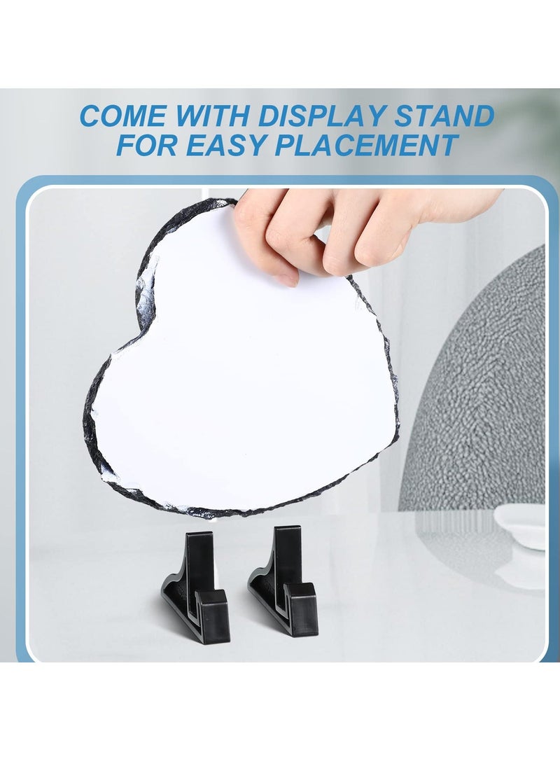NIBEMINENT Sublimation Blank Heart Shaped Photo Frame, Slate Rock Stone Customized Frame with Display Holder, Heat Transfer Plaque, for Desktop Souvenir DIY Gift (5.9 x 5.9 Inch) 2 Pack  - Image 2