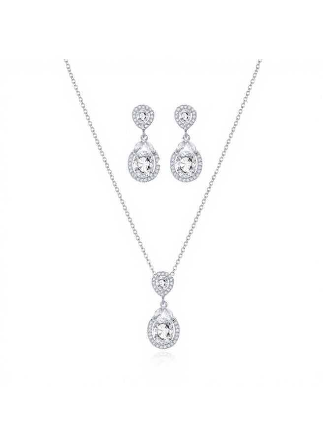 MTZ Women Jewellery Set, 14K Gold Plated Dainty Pendant Necklace & Stud Earrings Set for Wedding Party Daily Wear - Image 1