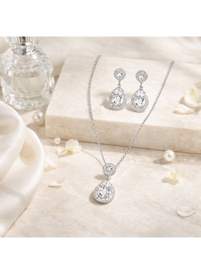 MTZ Women Jewellery Set, 14K Gold Plated Dainty Pendant Necklace & Stud Earrings Set for Wedding Party Daily Wear - Image 5