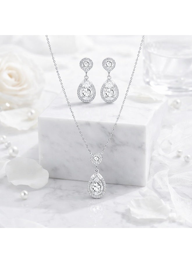MTZ Women Jewellery Set, 14K Gold Plated Dainty Pendant Necklace & Stud Earrings Set for Wedding Party Daily Wear - Image 4