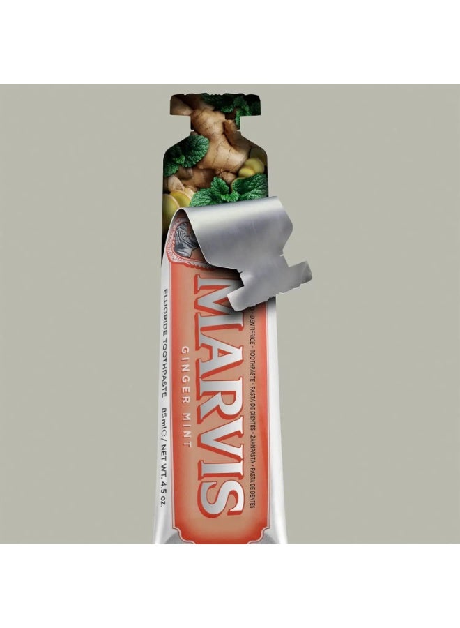 Marvis Two Marvis Classic Ginger & Mint Toothpaste tubes, 85ml. Gum and teeth care. Fresh breath with ginger and mint. - Image 3