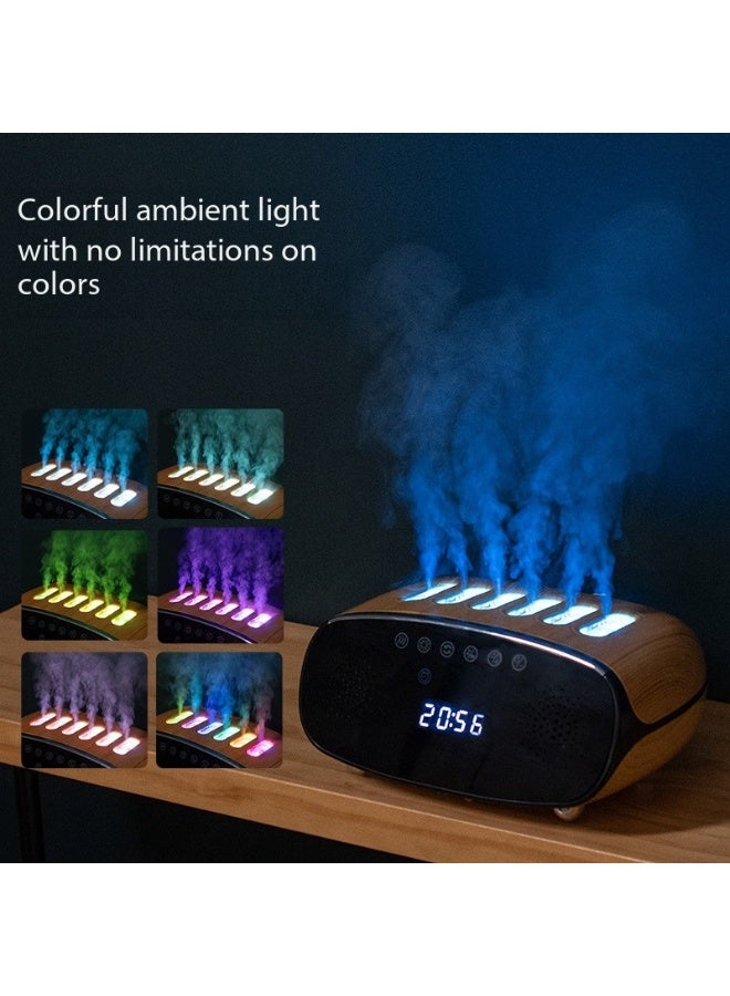 سكت شيكترو مرطب جو بنمط حبيبات الخشب بتقنية البلوتوث، ساعة منبه منزلية لسطح المكتب، أضواء ملونة بمنفذ USB، بخاخات متعددة، مع خاصية التقاط الصوت الديناميكي، موزع عطري - Image 3