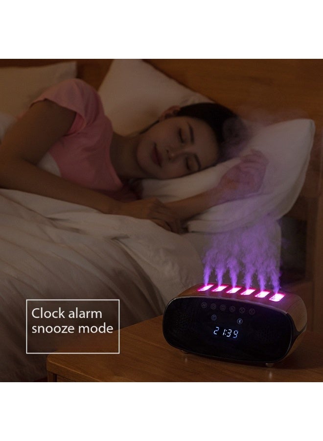 سكت شيكترو مرطب جو بنمط حبيبات الخشب بتقنية البلوتوث، ساعة منبه منزلية لسطح المكتب، أضواء ملونة بمنفذ USB، بخاخات متعددة، مع خاصية التقاط الصوت الديناميكي، موزع عطري - Image 4