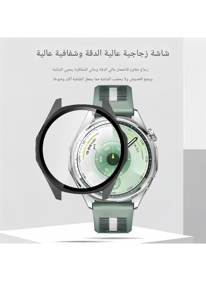 شيك فايب جراب لساعة هواوي واتش جي تي 6 الذكية مقاس 46 مم، تصميم مدمج من البولي كربونات والزجاج المقوى، مقاوم للسقوط والخدش، عالي الدقة وشفاف، جراب لساعة هواوي واتش جي تي 6 مقاس 46 مم، شفاف - Image 2