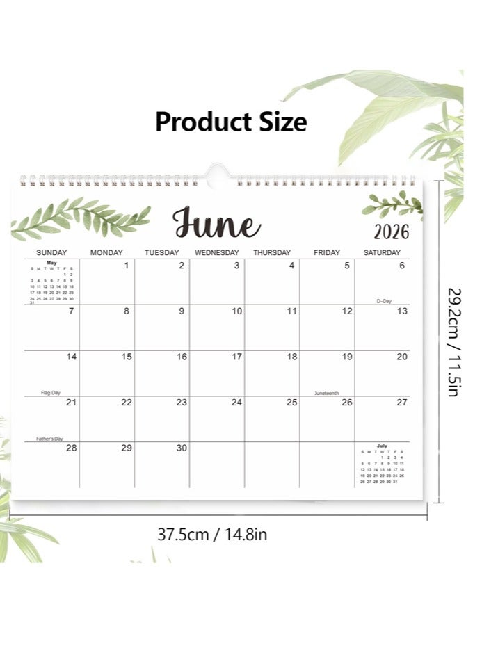 Calendar 2026, 18 Months Wall Calendar Jan 2026 - Jun 2027, Twin-Wire Binding, Premium Paper, Suitable for Keeping Important Dates, Perfect for Organizing - Image 2
