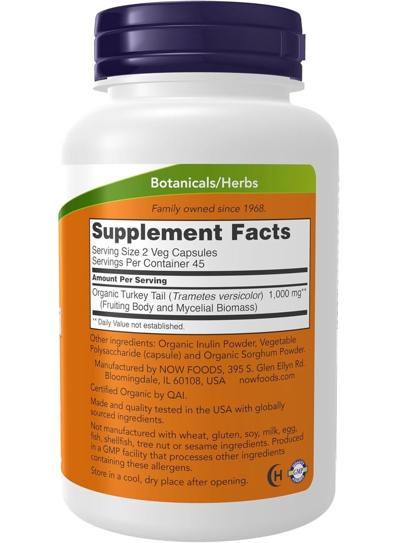 now Turkey Tail Mushroom 500mg – 90 Veg Capsules | Organic & Non-GMO | Immune & Antioxidant Support - Image 2