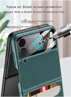 GKK Samsung Z Flip 4 Leather Wallet Case,Samsung Galaxy Z Flip 4 Case with Card Slots,Galaxy Z Flip 4 Case with Card Holder,Military Grade Drop Protective Case(Card Slots,Green)  - Image 2