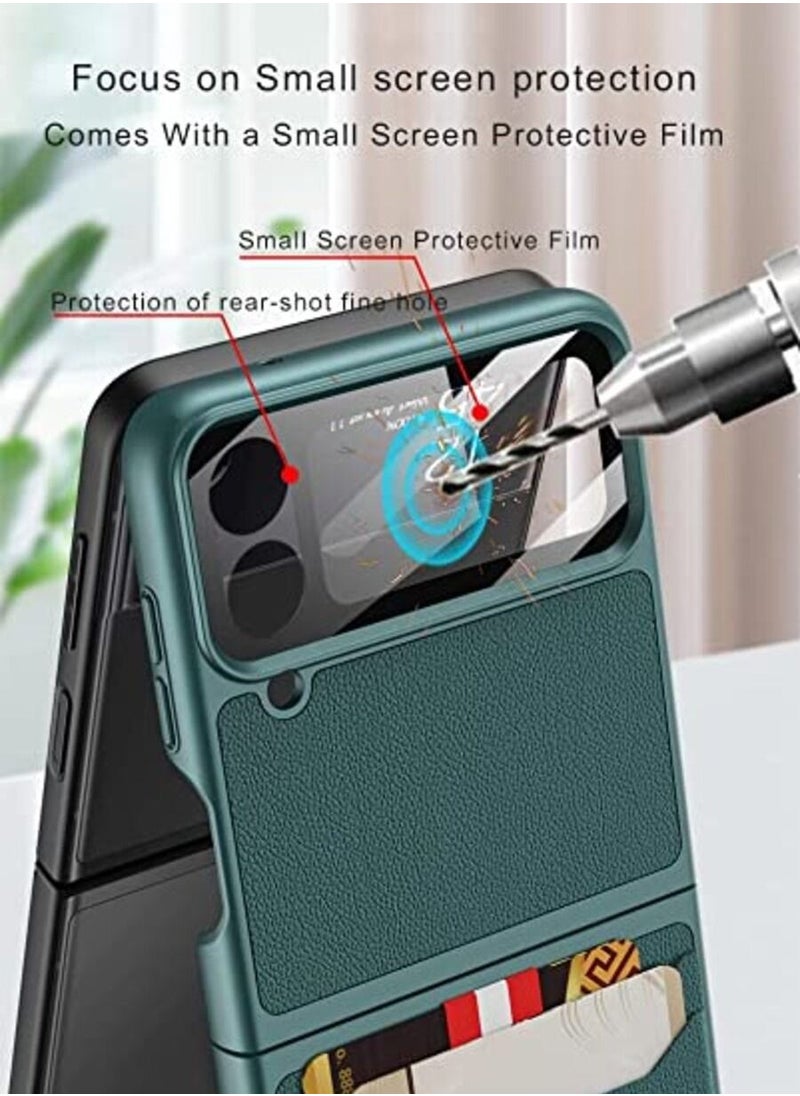 GKK Samsung Z Flip 4 Leather Wallet Case,Samsung Galaxy Z Flip 4 Case with Card Slots,Galaxy Z Flip 4 Case with Card Holder,Military Grade Drop Protective Case(Card Slots,Green)  - Image 2