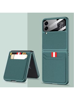 GKK Samsung Z Flip 4 Leather Wallet Case,Samsung Galaxy Z Flip 4 Case with Card Slots,Galaxy Z Flip 4 Case with Card Holder,Military Grade Drop Protective Case(Card Slots,Green)  - Image 1