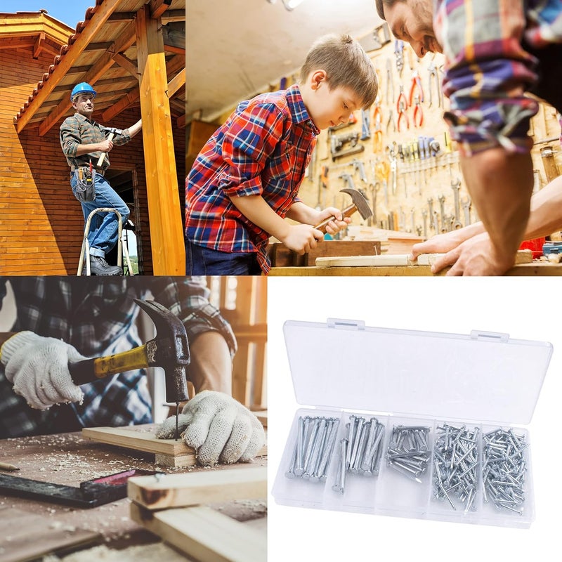 OMOTOOL Brick Steel Nails Assortment Kit (275 pcs), Galvanized Concrete Wall Nail for Hanging Pictures and Woodworking, Cement Nails Suit for Drywall and Pine，5 Size Assortment - Image 5