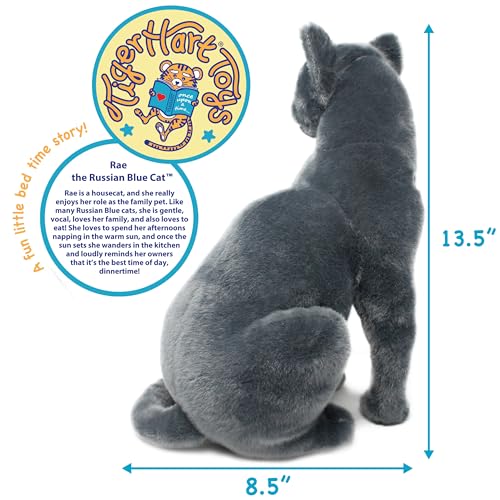 TigerHart Rae The Russian Blue Cat 12 Inch Grey Stuffed Animal Plush Gray Cat - Image 5