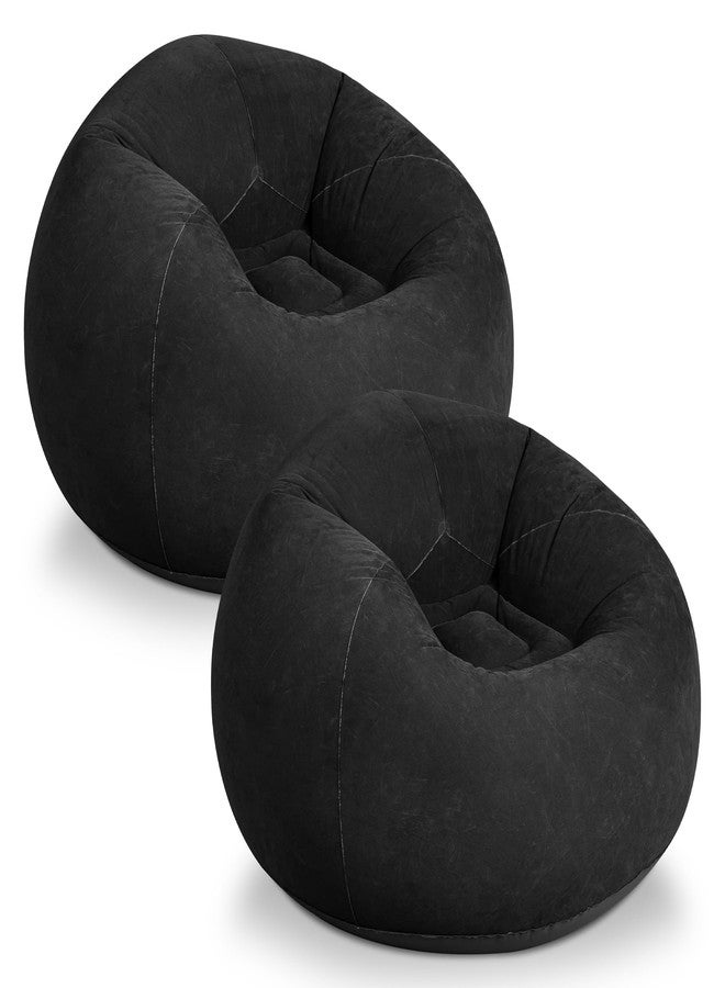WLIVE 2 Pcs Bean Bag Chair for Kids Adults, Inflatable Chair, No Filler, Comfy, Suit for Dorm Gaming Room Indoor Outdoor, Black - Image 1