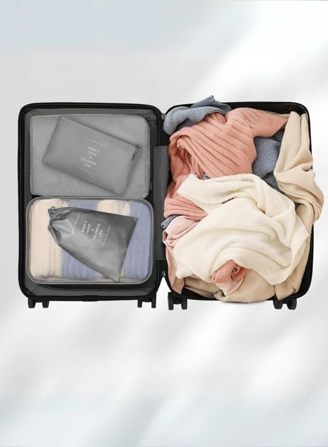 QUESERA Travel Organizer, 8 Pcs Packing Cubes Luggage Organizer, Storage Bags Organizer Set, Waterproof, Space Saving, Travel Essentials Organizer, Grey