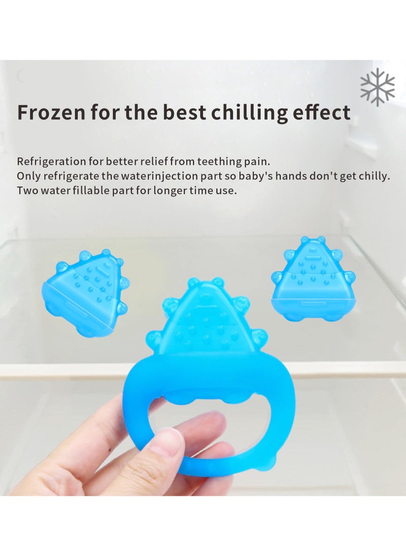 LCAREMOM - 1 PCS Baby Teething Toy, Soft Baby Chew Toy, Water Injected Teethers, Silicone Cold Teether, Chill Teether for Teething Relief 3M+, Safe and Easy to Grip (Blue) - Image 1