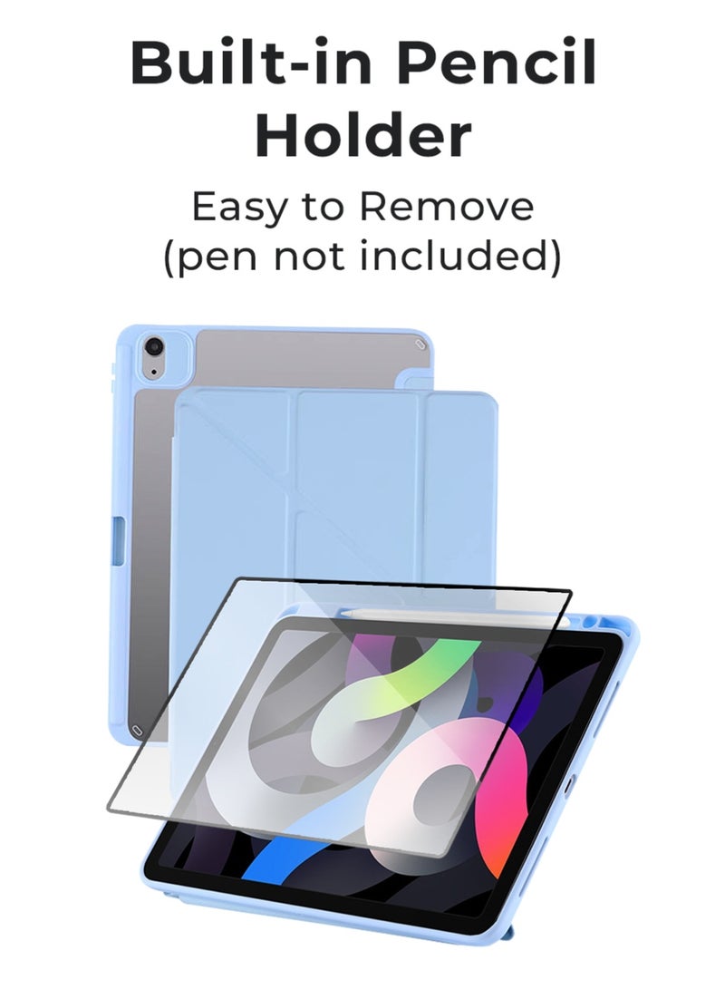 جلاسولوجي Premium PU Case for 11th Generation11.0,iPad 10th generation 10.9 Shockproof Acrylic Back Cover with Magnetic Y Fold Stand Apple Pencil Slot & 360° Protection and Screen Protector Sky blue - Image 4